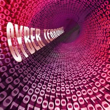 Abstract Binary Code Lighted Tunnel Showing Technology And Computing Stock Illustration