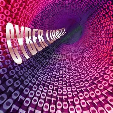 Abstract Binary Code Lighted Tunnel Showing Technology And Computing Illustrazione stock