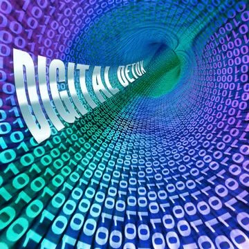 Abstract Binary Code Lighted Tunnel Showing Technology And Computing 스톡 일러스트