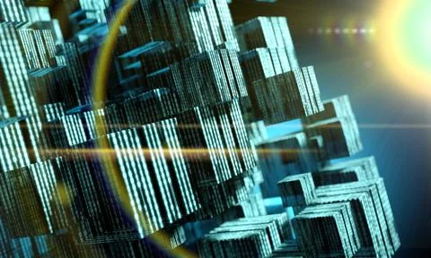 Abstract binary code or language and cubes Illustrazione stock