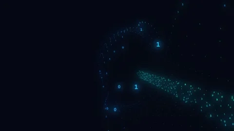 Abstract binary code particles swirling into digital stream, technology concept 動画素材 341245982