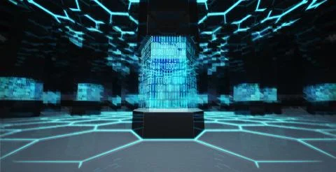 Abstract binary code science computing center 스톡 일러스트