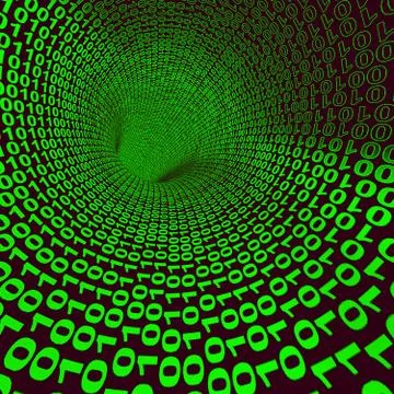 Abstract binary code tunnel showing technology and computing Illustrazione stock