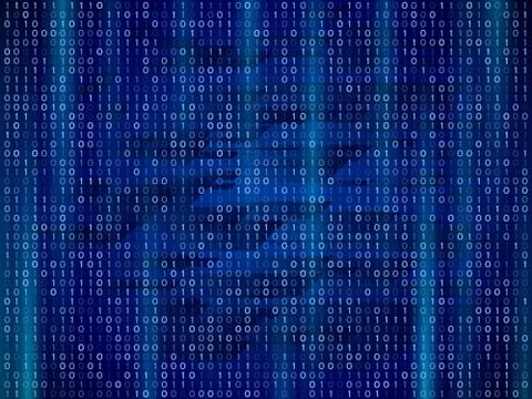 Abstract binary computer code. Digital numbers on a blue background. Stock Illustration