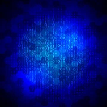 Abstract binary computer code. Hi tech digital technology on a blue backgroun イラスト素材