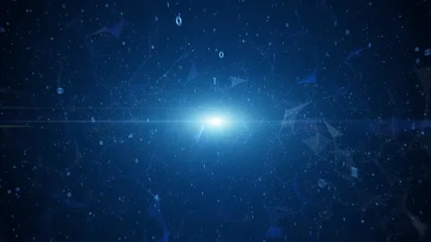 Abstract binary data travel with network lines and triangles Stock Footage 323322767