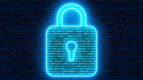 Abstract Binary Digital Padlock Computer Cyber Security Concept Stock Footage 118954080