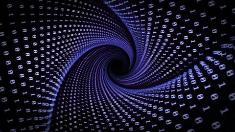 Abstract Binary Numbers on the Technology Fibers, Animation, Loop Stock Footage 206987713
