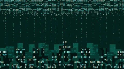 Abstract binary smart city artificial intelligence internet of things, big data Stock Illustration