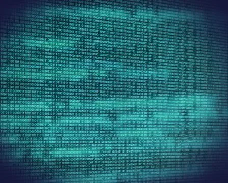 Abstract binary turquoise code on digital screen Stock Illustration