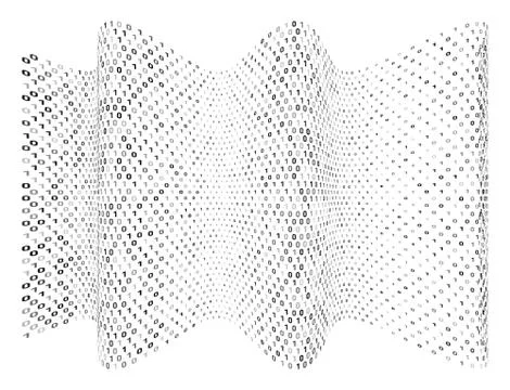 Abstract binary wave. Digital flow computer code on the white background. Stock Illustration