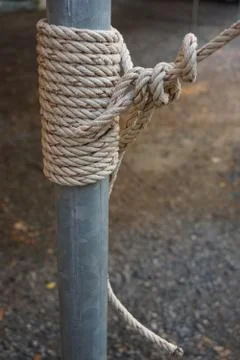 Abstract of binding rope bind on metal tube Stock Photos