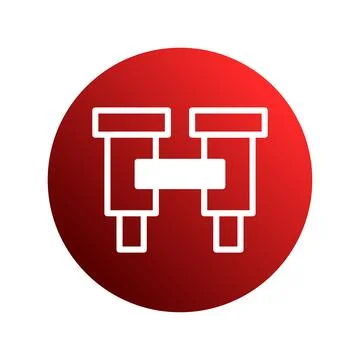 Abstract binoculars logo design illustration against a red circle backgroun.. Stock Illustration