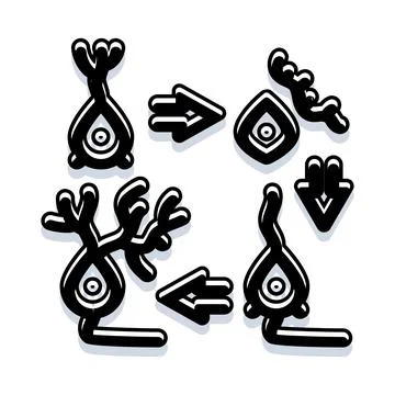 Abstract biological cell forms evolving process icon Stock Illustration