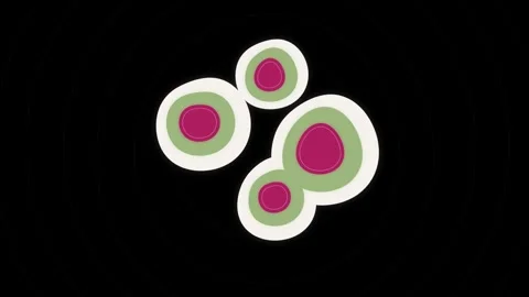 Abstract biological cells moving in dark space background with flat design .. Stock Footage 345730963