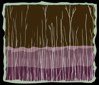 Abstract birch tree and mountain background Stock Illustration