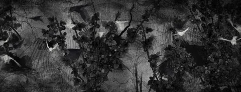 Abstract bird flock flying in the dark grey sky with sinister vibes. Stock Footage 264160535