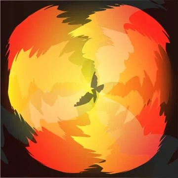 Abstract bird flying in the rays Stockillustratie