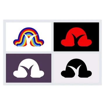Abstract Bird Logo Icon Variations Set Stock Illustration