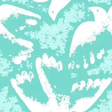 Abstract birds background with splashes. Textured dove seamless pattern Stock Illustration