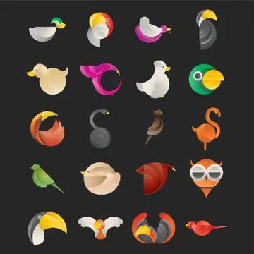 Abstract Birds Set 스톡 일러스트