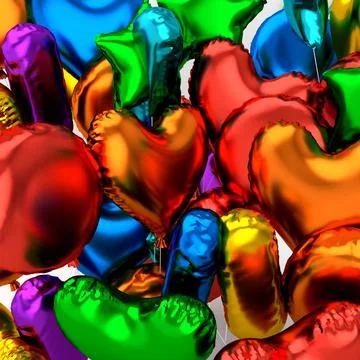 Abstract birthday 3d rendering background with colorful balloons. Stock Illustration