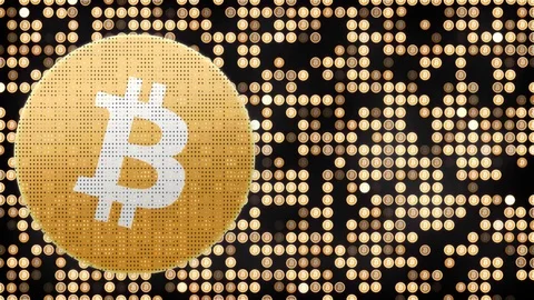 Abstract Bitcoin background with changing symbols of flickering coins Stock Footage 85439166