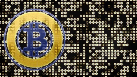 Abstract Bitcoin gold background with changing symbols of flickering coins Stock Footage 85439288