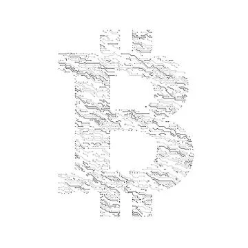 Abstract Bitcoin Sign Circuit Board Style Illustration