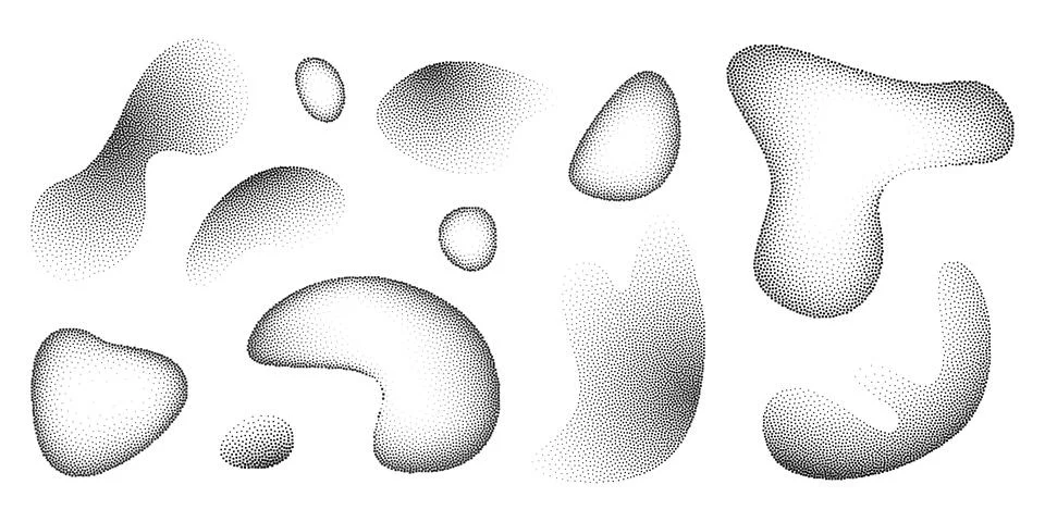 Abstract bitmap blobs set isolated on white Stock Illustration