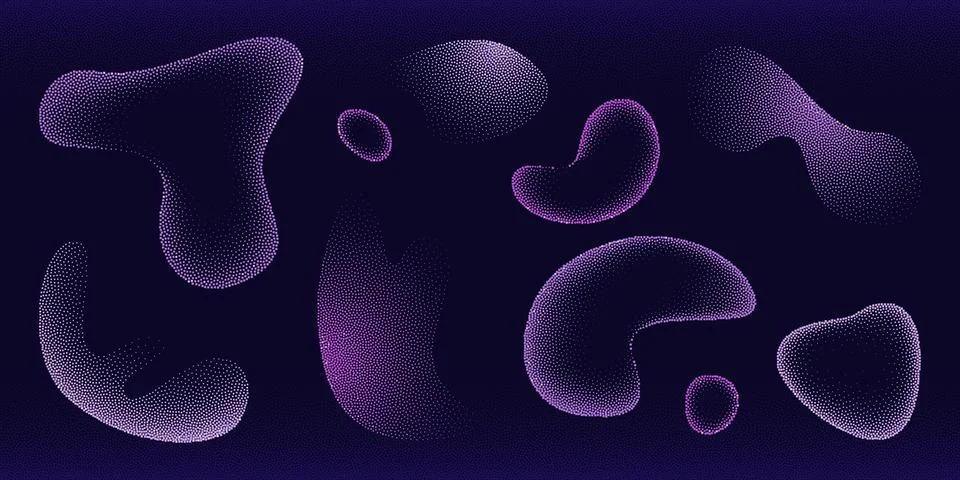 Abstract bitmap dotted gradient blob shapes Illustrazione stock