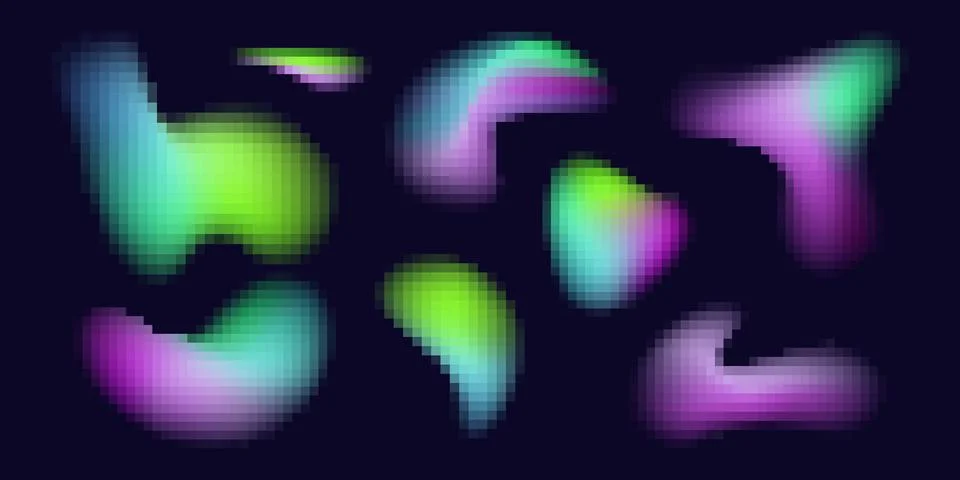 Abstract bitmap dotted gradient blob shapes Stockillustratie