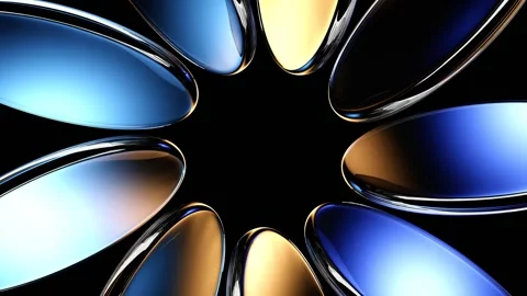 Abstract black 3d background with neon glass circle disc and blue brown gradient Stock Footage 317720668