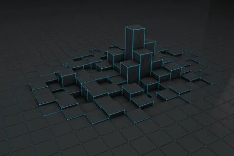 Abstract black 3d blocks  background Illustrazione stock