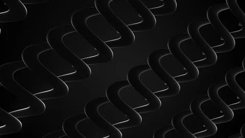 Abstract Black 3D Chain Link Pattern Background, Dark Interlocking Geometri.. Stock Illustration
