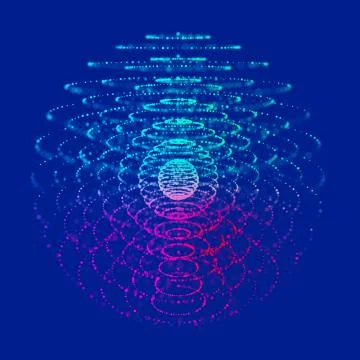 Abstract black 3d sphere made of points. Futuristic technology style. Sphere  イラスト素材