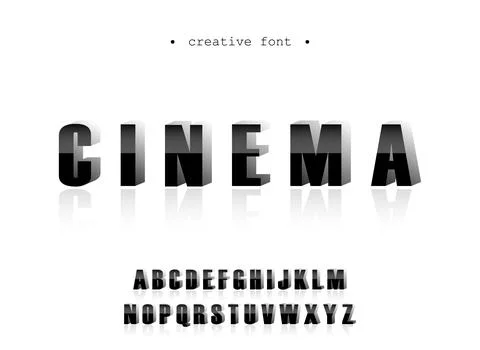 Abstract black 3d typography symbol, bold vector typescript alphabet collecti Stock Illustration