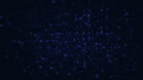 Abstract black and blue background with scattered white circles in grid pattern Stock Footage 249457688