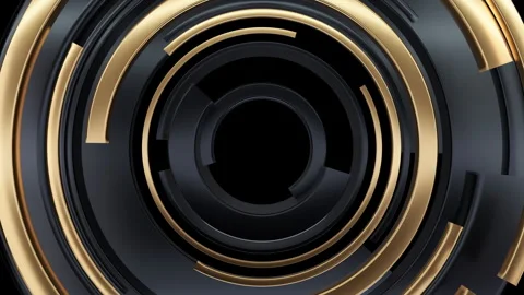 Abstract Black and Gold Concentric Circles Background Stock Footage 318540944