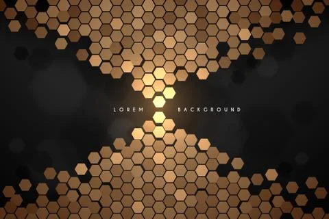 Abstract black and gold hexagonal shapes background Stock Illustration