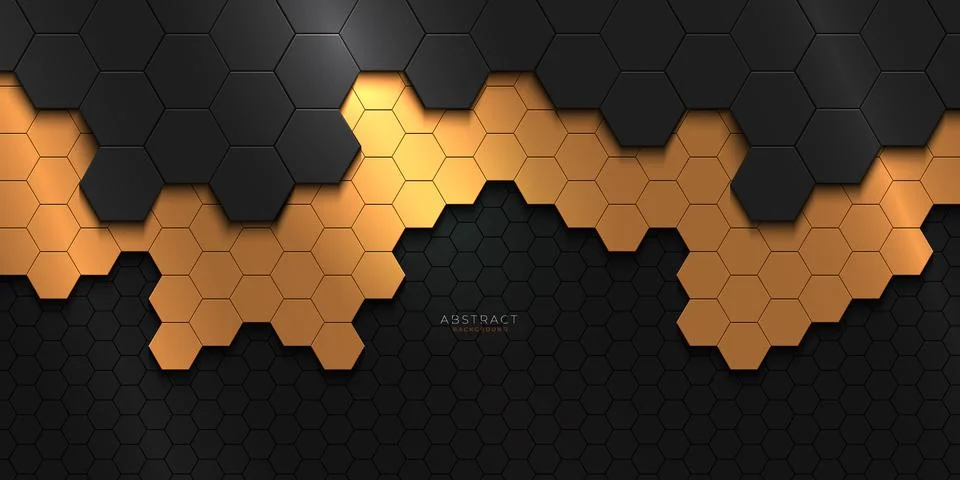 Abstract black and gold hexagonal luxury background Stock Illustration