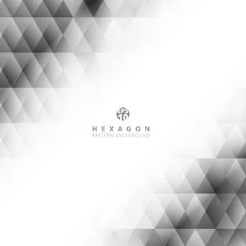Abstract black and gray gradient color geometric hexagon pattern on white bac Stock Illustration