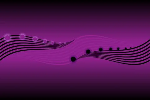 Abstract black and purple pattern - wavy lines and circles Stock Illustration