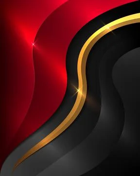 Abstract black and red background with elegant golden strip Stock Illustration