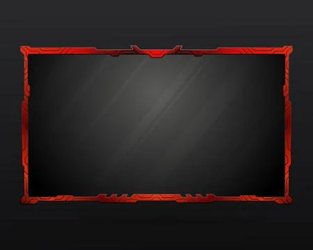 Abstract black and red border live stream webcam overlay screen panel frame Stock Illustration