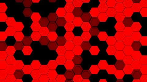 Abstract black and red hexagonal background. Embossed Hexagon, honeycomb blac 스톡 일러스트