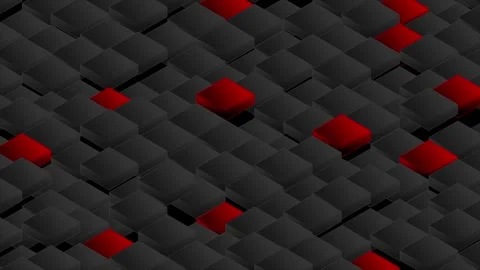 Abstract black and red isometric geometric background with cube block pattern Stock Footage 341549573