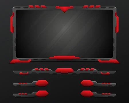 Abstract black and red stream overlay game interface screen panel template Stock Illustration