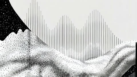 Abstract black and white 3D waves moving dynamically Video stock 314828401