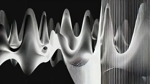 Abstract black and white 3D waves moving dynamically Video stock 314828404
